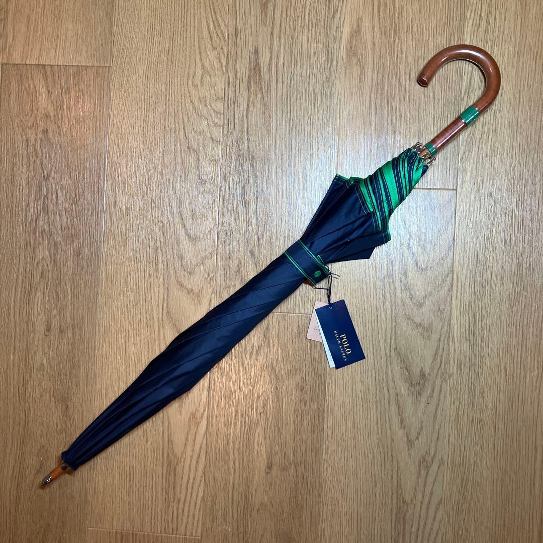 【未使用品】ポロラルフローレン バイカラー 長傘 ネイビー×グリーン