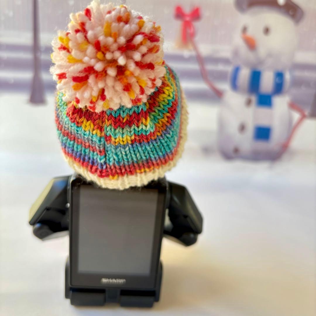 専用　多色段染めニット帽 ＊ブラックセーターとニット帽＊くま耳帽子オーバーオール