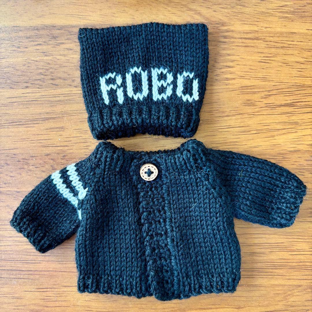 専用　多色段染めニット帽 ＊ブラックセーターとニット帽＊くま耳帽子オーバーオール