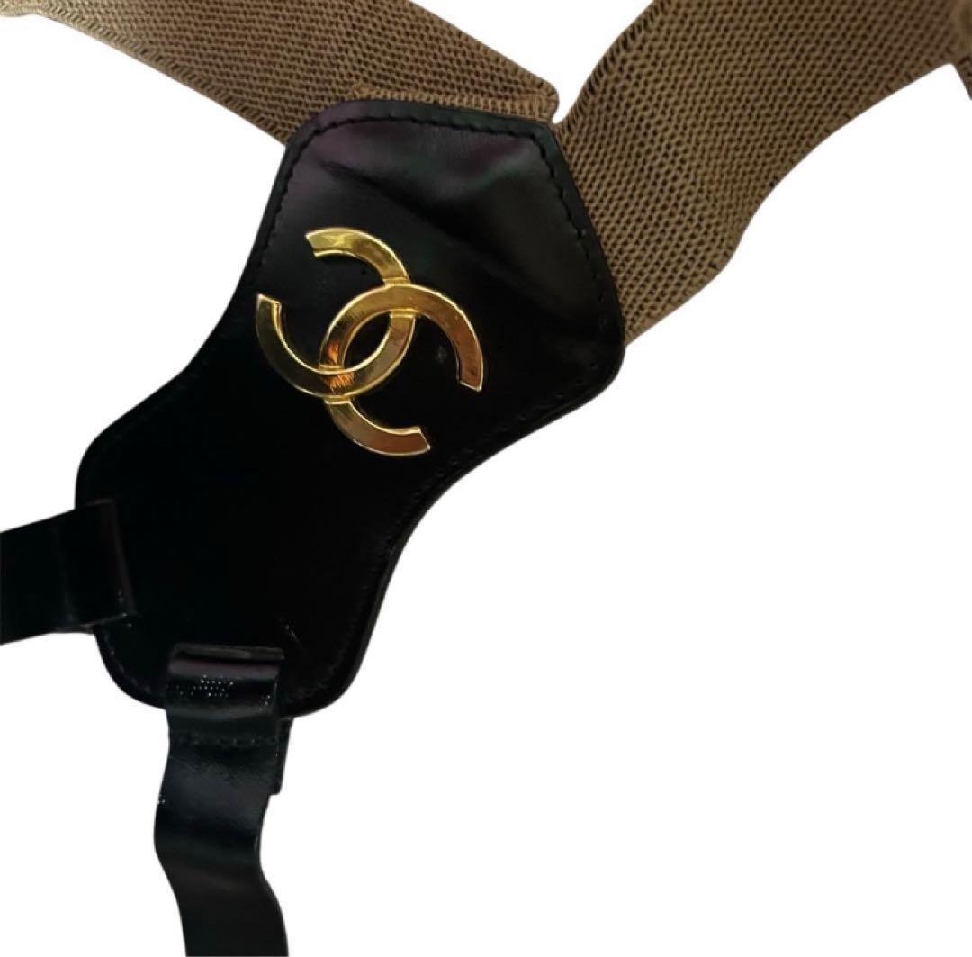 CHANEL シャネル ココマーク ブラック/ベージュ サスペンダー