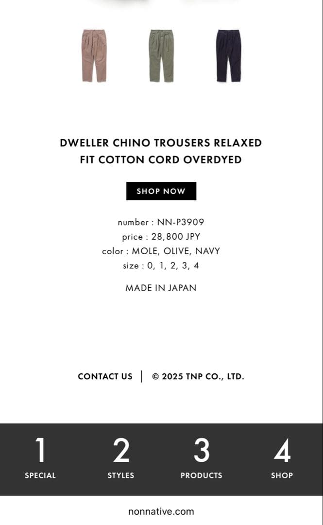 パンツ nonnative DWELLER CHINO TROUSERS NAVY