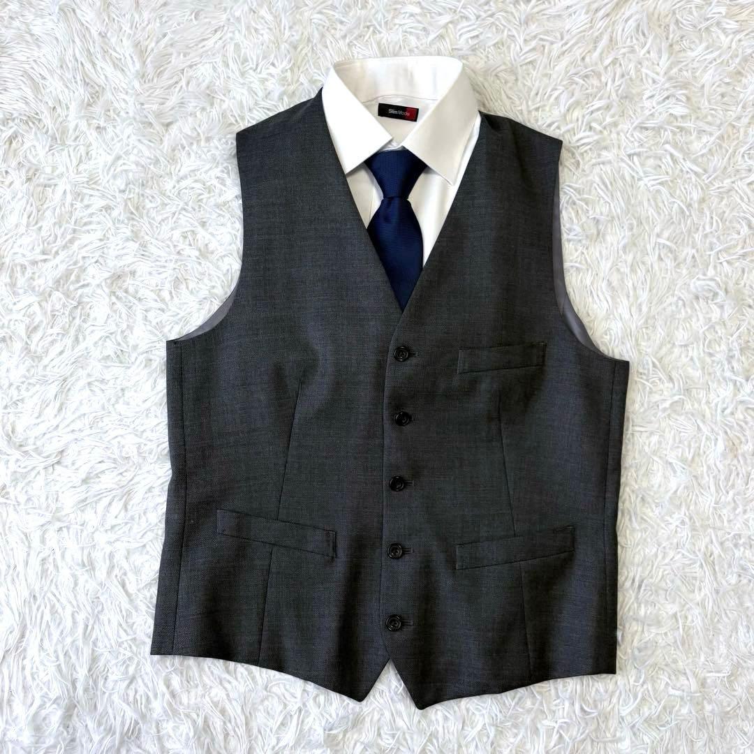 3ピース✨TAKEO KIKUCHI セットアップスーツ 総裏 グレー 3