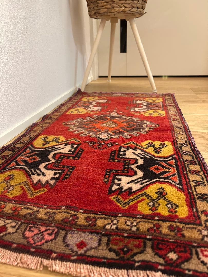 週末セール＊トライバルラグ・トルコヴィンテージラグ・ウール約46×90cm