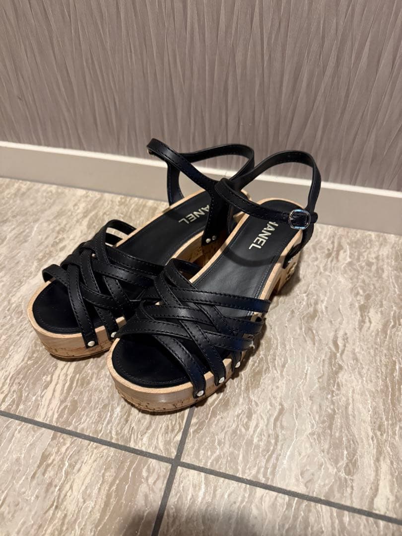 シャネル　CHANEL ウッドソール　サンダル　37サイズ
