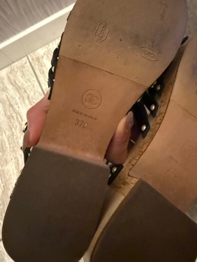 シャネル　CHANEL ウッドソール　サンダル　37サイズ