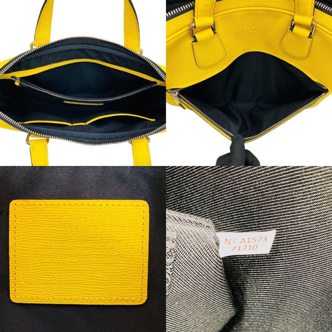 美品✨コーチ ビジネスバッグ ショルダーバッグ イエロー レザー 71710
