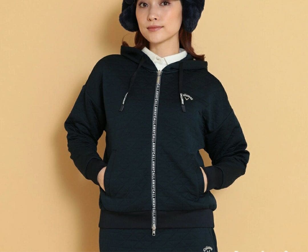 新品　キャロウェイ　パーカー　フーディ　ジャケット　キルト　ネイビー　Mサイズ