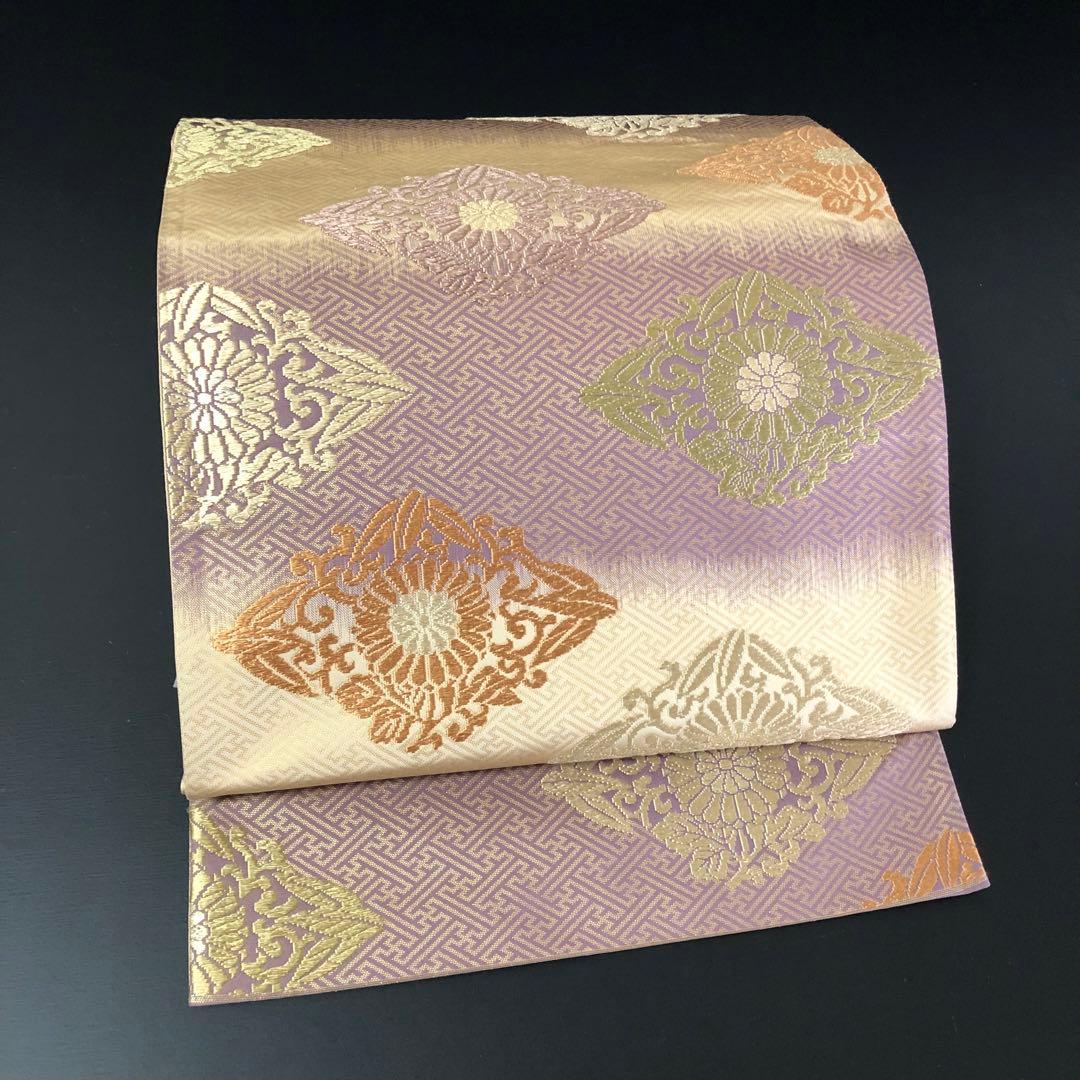 SO-760 袋帯 六通 正絹 紗綾形 花菱 グラデーション フォーマル