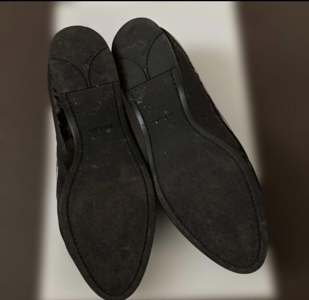 PRADA ブラックレザー ローファー　10736E 37 1/2