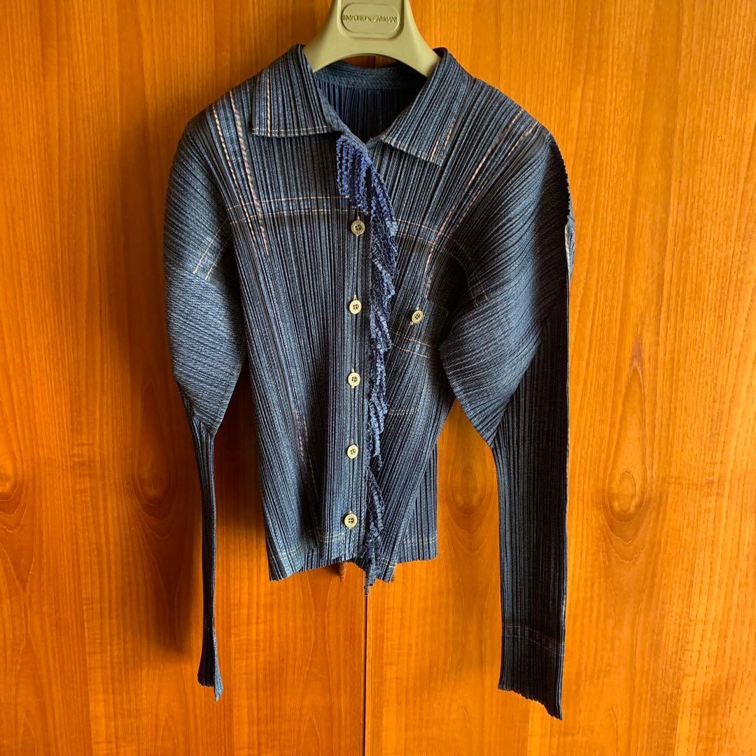 PLEATS PLEASE フリンジ付きGジャン・パンツセット