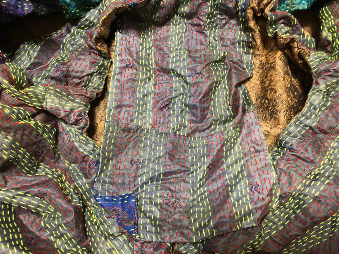 ★レア★ほぼ未使用★Leh レー シルク 袈裟バッグ 刺し子 ボディバッグ