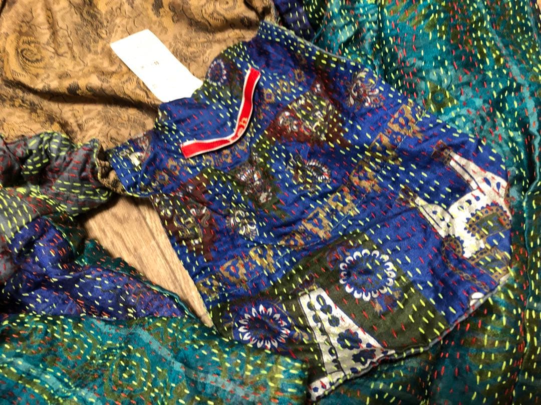 ★レア★ほぼ未使用★Leh レー シルク 袈裟バッグ 刺し子 ボディバッグ