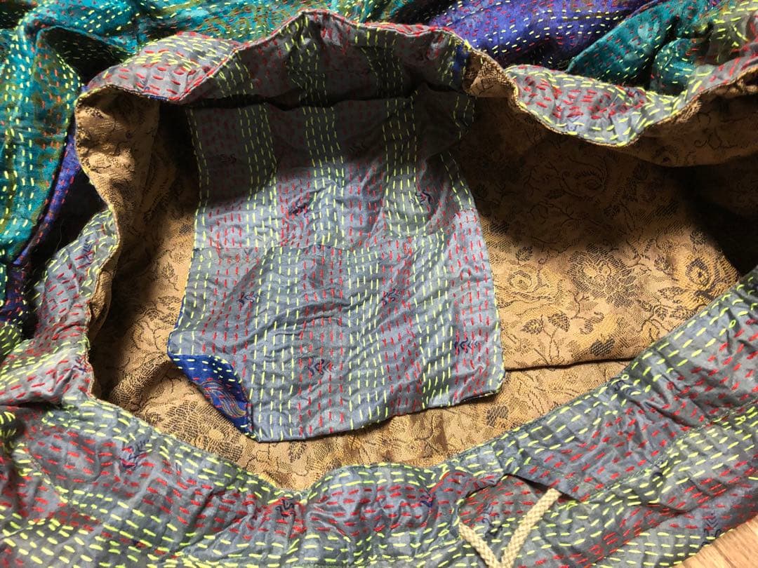 ★レア★ほぼ未使用★Leh レー シルク 袈裟バッグ 刺し子 ボディバッグ