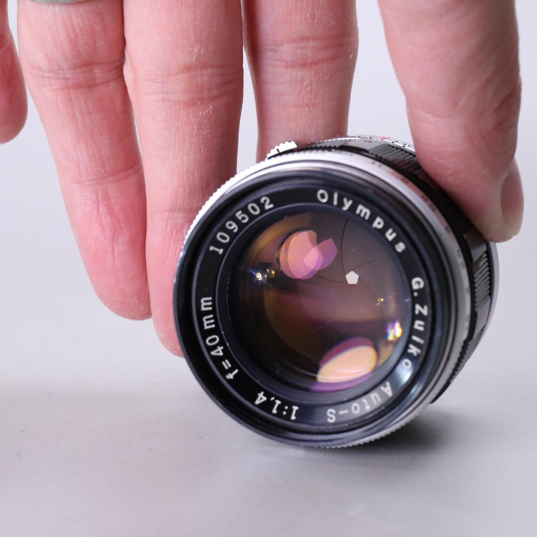 ☆良品☆OLYMPUS PEN F 40mm F1.4　花文字ブラック　＃507