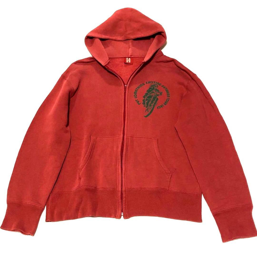 ヒステリックグラマー 初期ヒス Y2Kジップアップパーカー スウェット赤 裏起毛