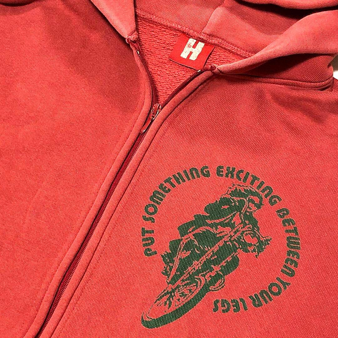 ヒステリックグラマー 初期ヒス Y2Kジップアップパーカー スウェット赤 裏起毛