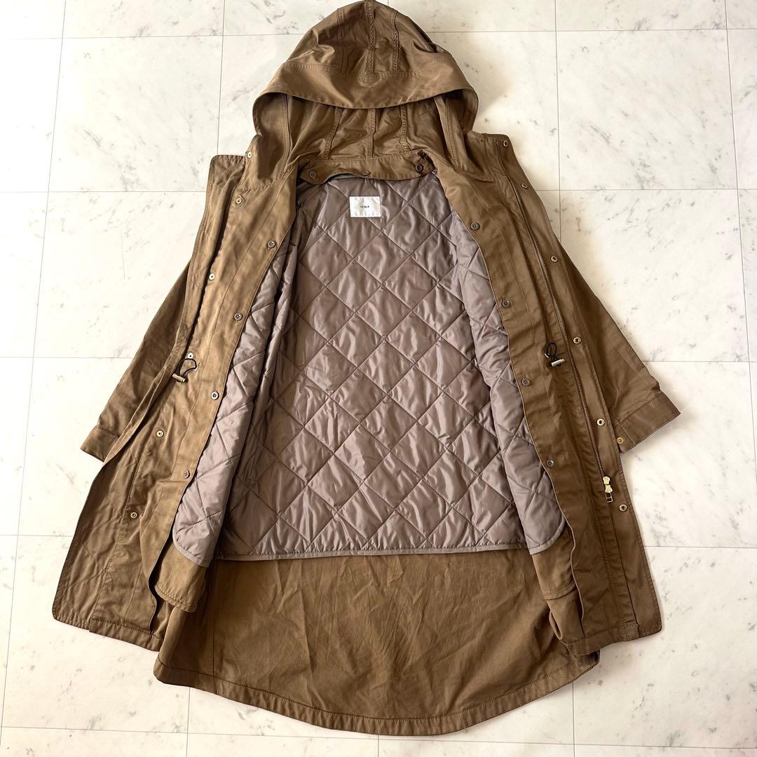 極美品♪イエナ 洗える C/Pフーデットコート ライナー付きモッズコート