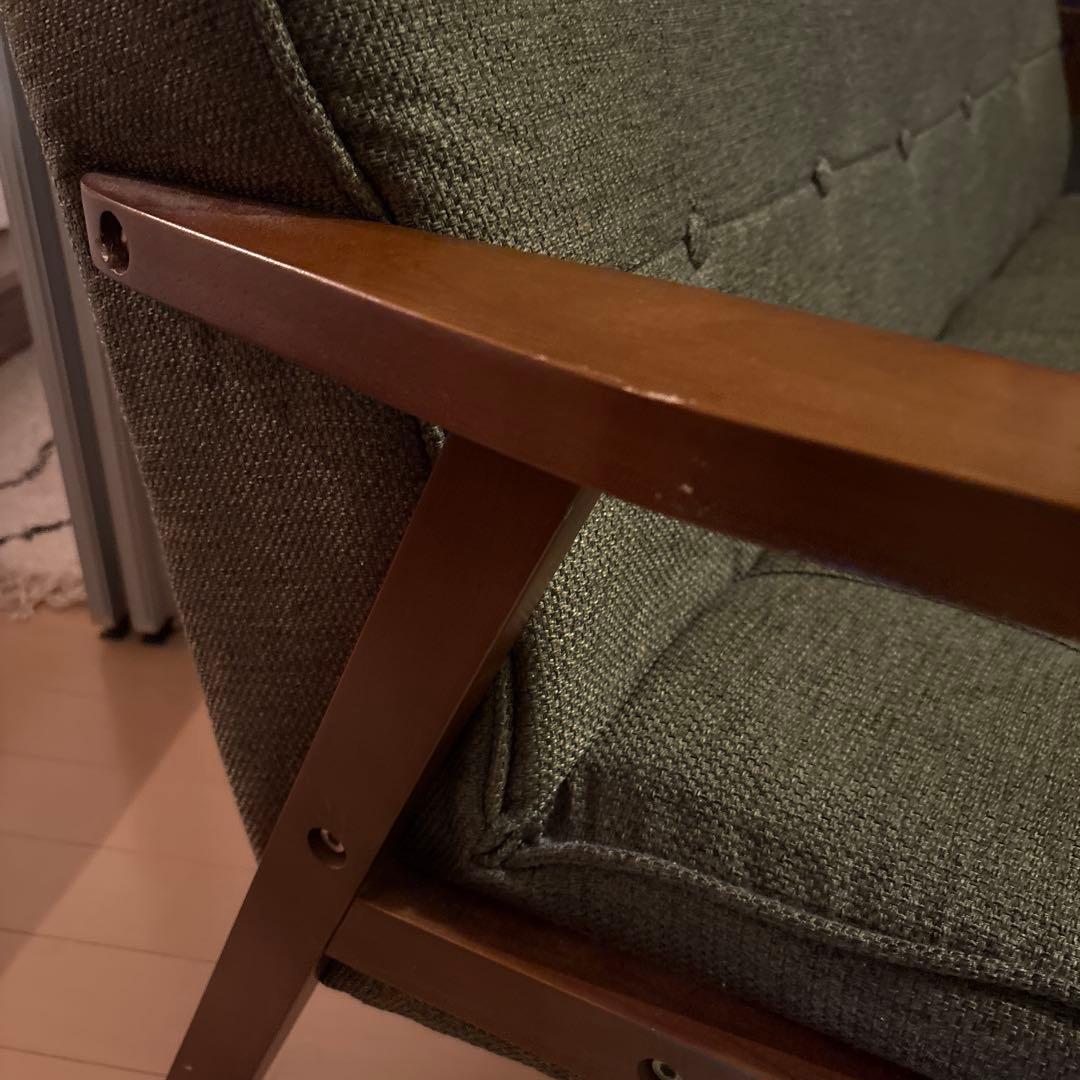 【ほぼ送料代】2人掛けソファ グリーン ブラウン アンティーク風