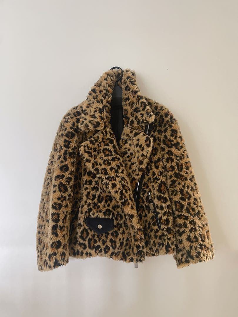 sacai レオパード ファー ジャケット コート ライダース ボア 豹柄