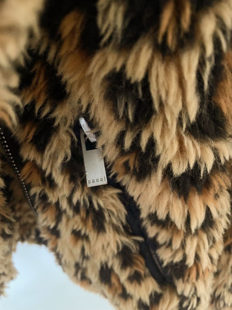 sacai レオパード ファー ジャケット コート ライダース ボア 豹柄