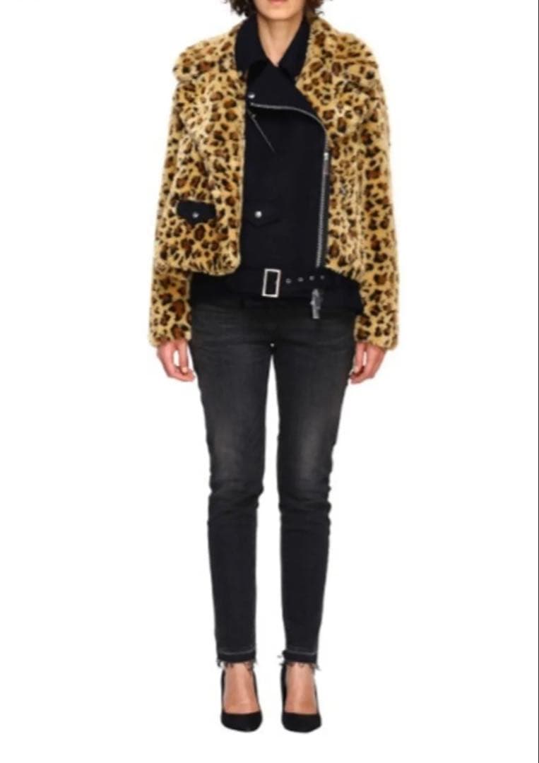 sacai レオパード ファー ジャケット コート ライダース ボア 豹柄