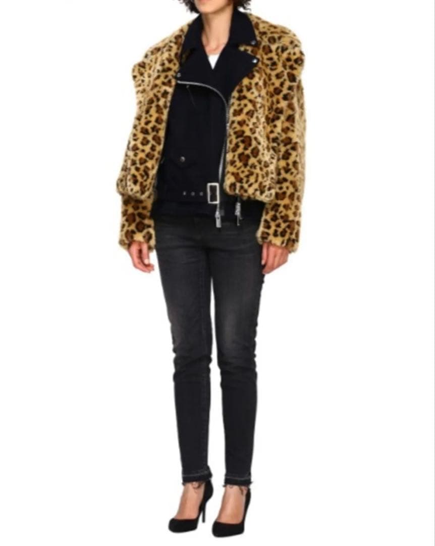 sacai レオパード ファー ジャケット コート ライダース ボア 豹柄