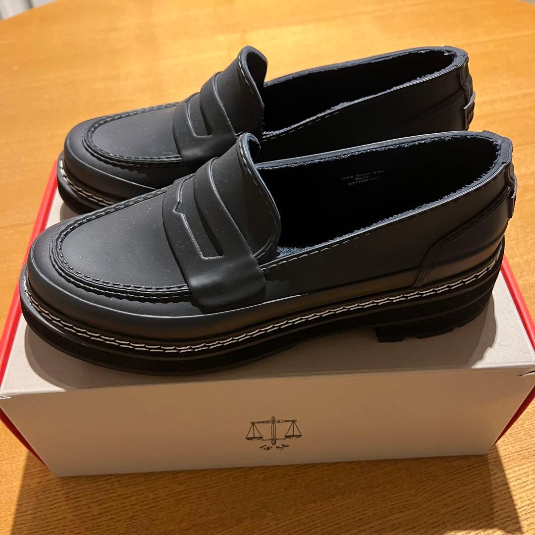 【美品・現行品】HUNTER ハンター　レインシューズ　ローファー　ブラック