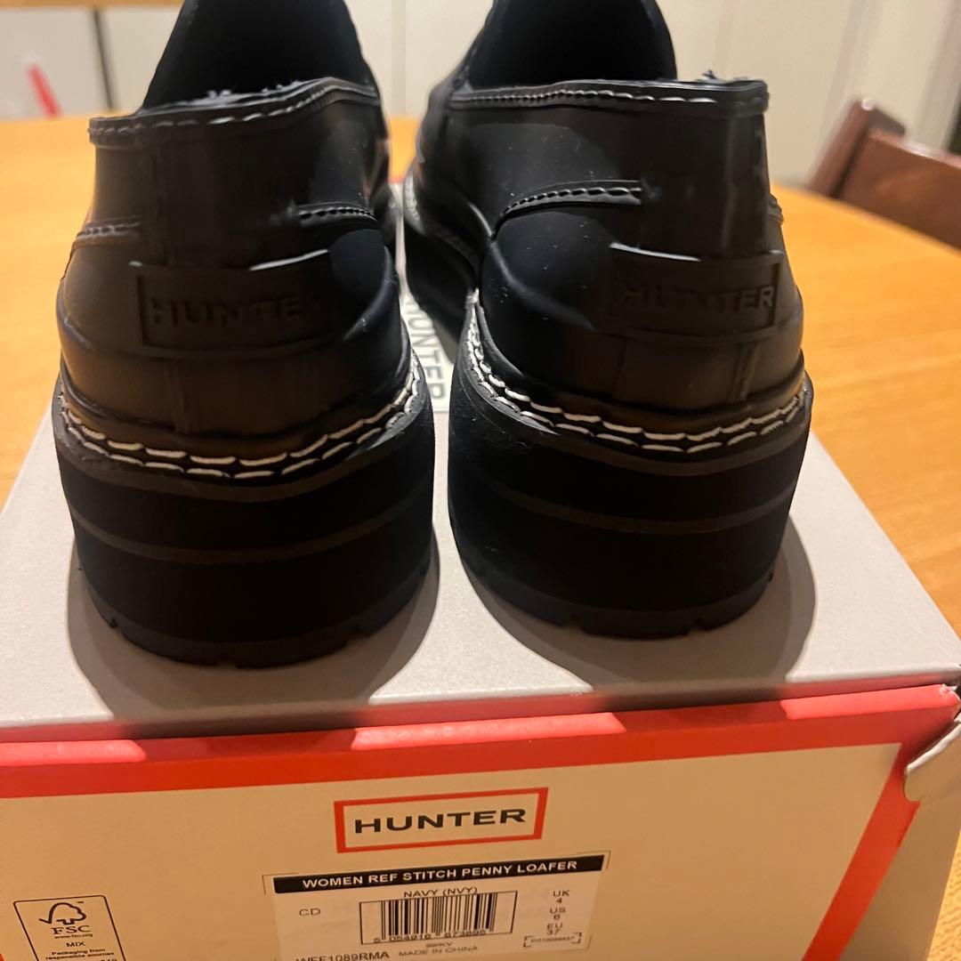 【美品・現行品】HUNTER ハンター　レインシューズ　ローファー　ブラック