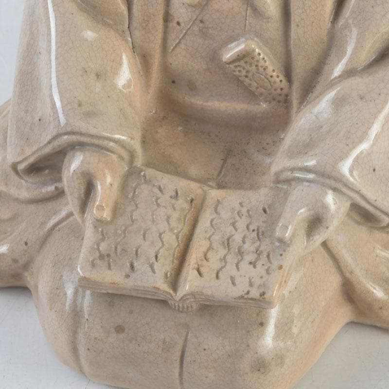 小倉屋清兵衛　十世　坂高麗左衛門作　吉田松陰坐像　置物　共箱　C　9256