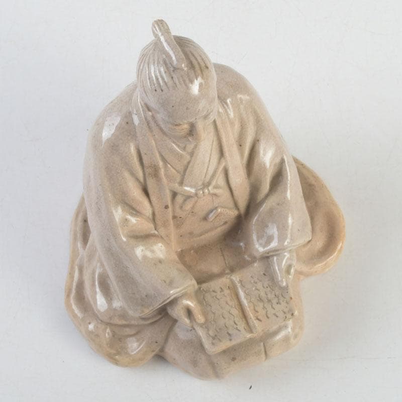 小倉屋清兵衛　十世　坂高麗左衛門作　吉田松陰坐像　置物　共箱　C　9256