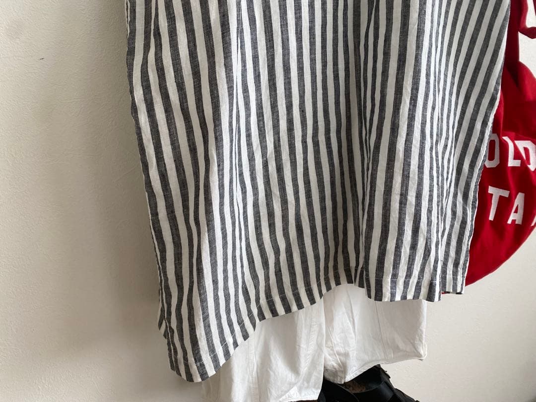 ほぼ未使用　BEARDSLEY｜ビアズリー ストライプ柄リネン前後ワンピース