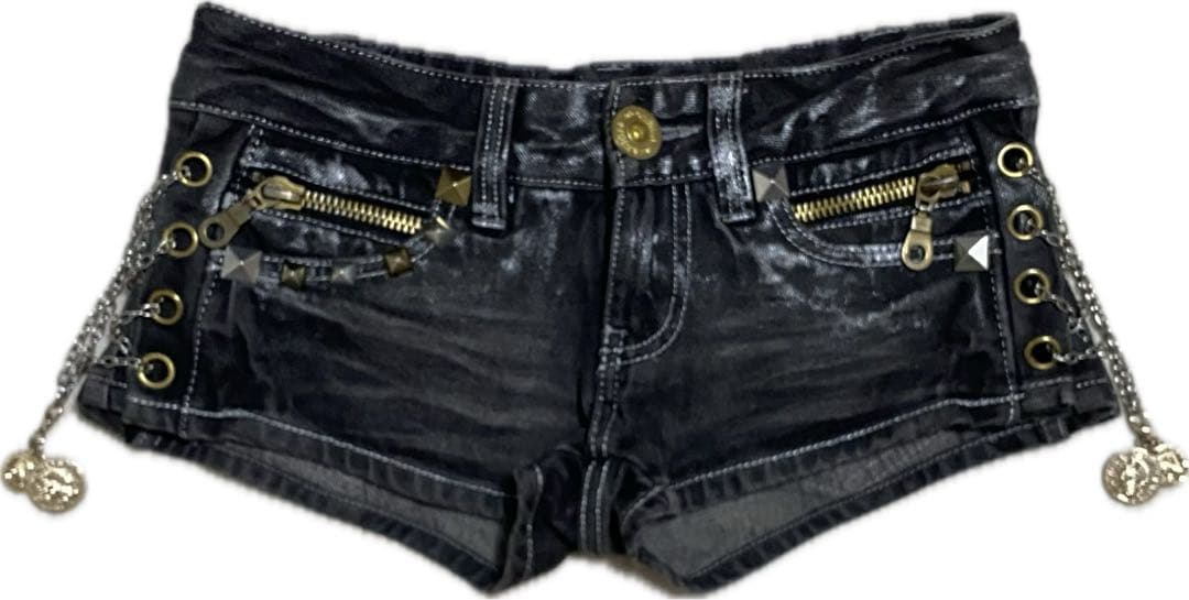 d.i.a. ブラック　ダイヤ　チェーンショートパンツ　ブラックデニム