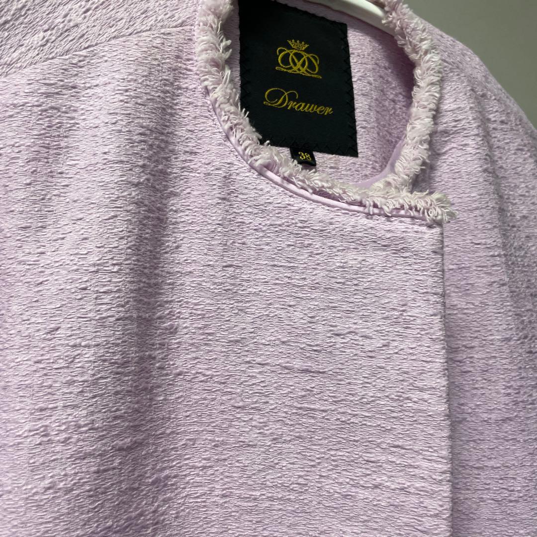 Drawer ドロワー 薄紫 ノーカラージャケット 38