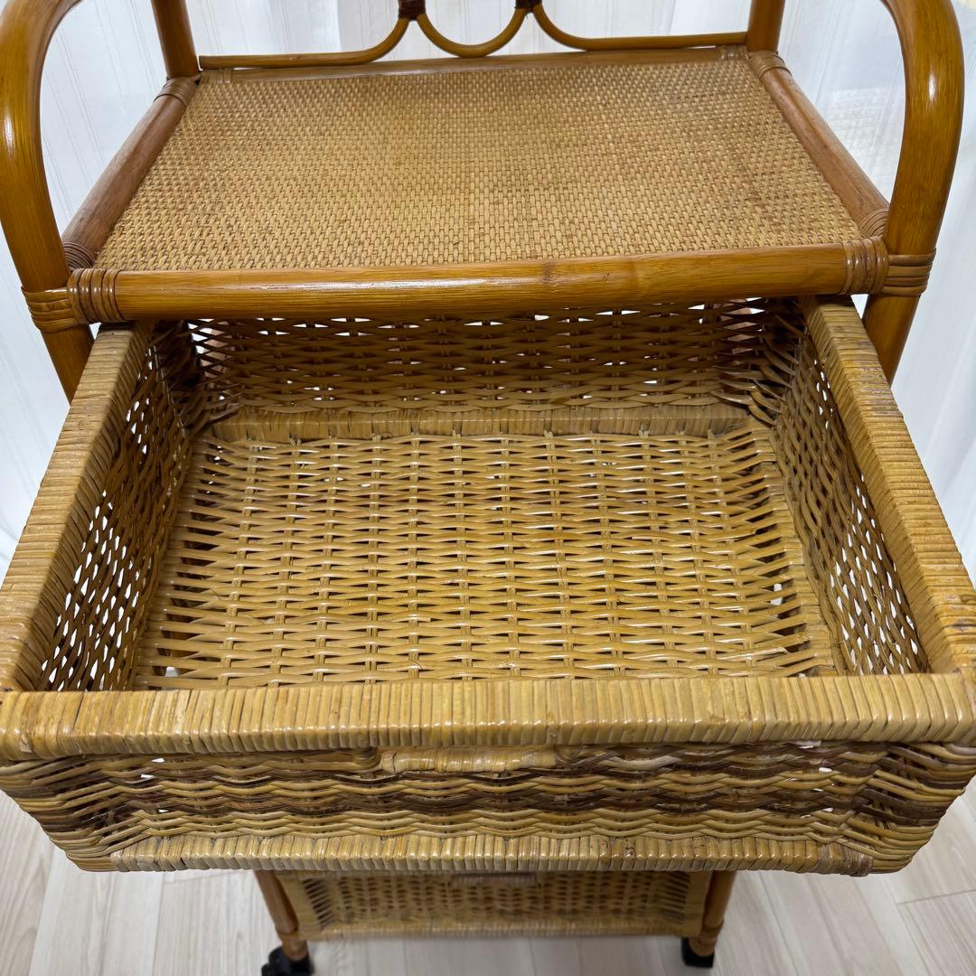 籐 ラタン チェスト キャスター付き ４段 アンティーク レトロ　おしゃれ