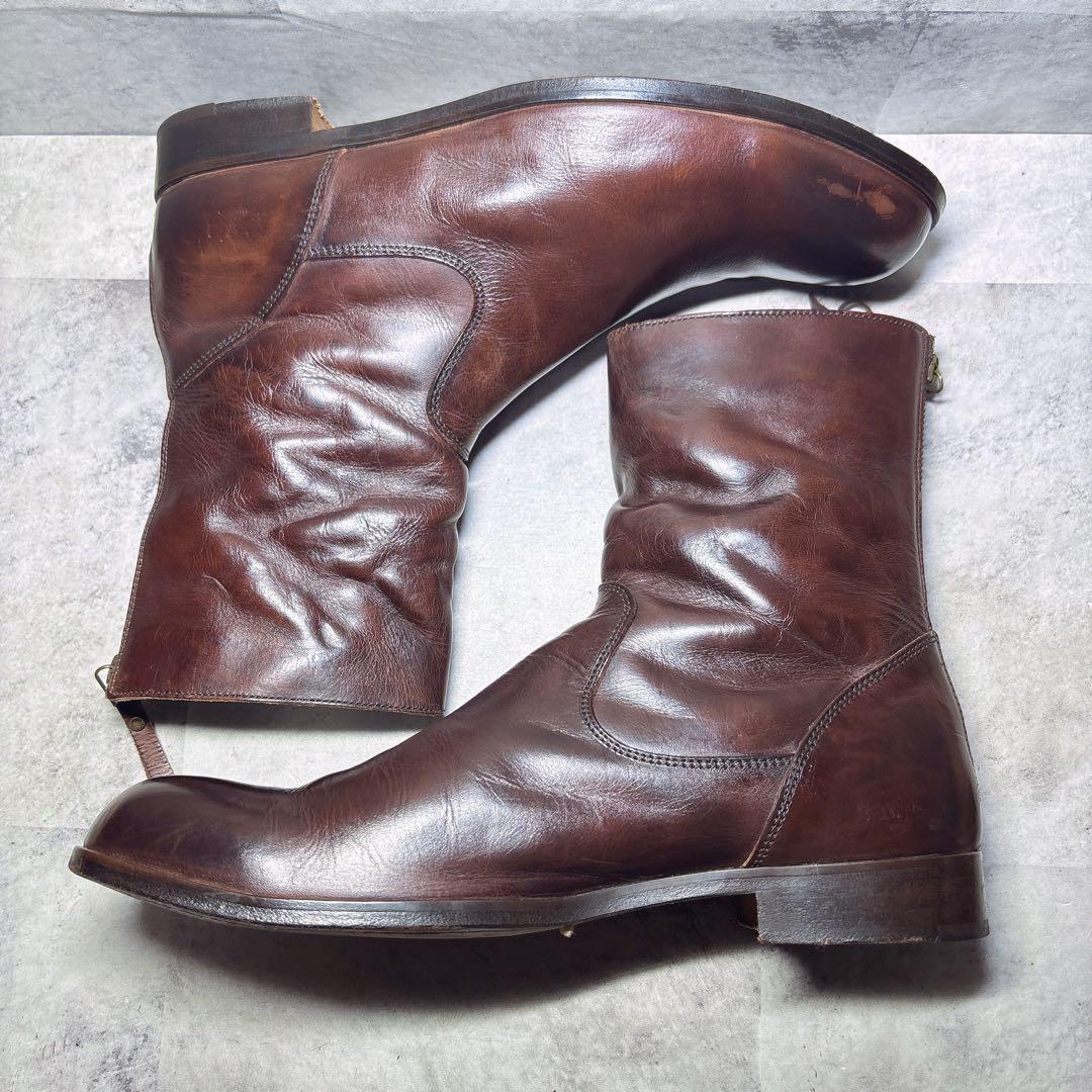 PADRONE ショートブーツ 41 バックジップ 本革 ブラウン