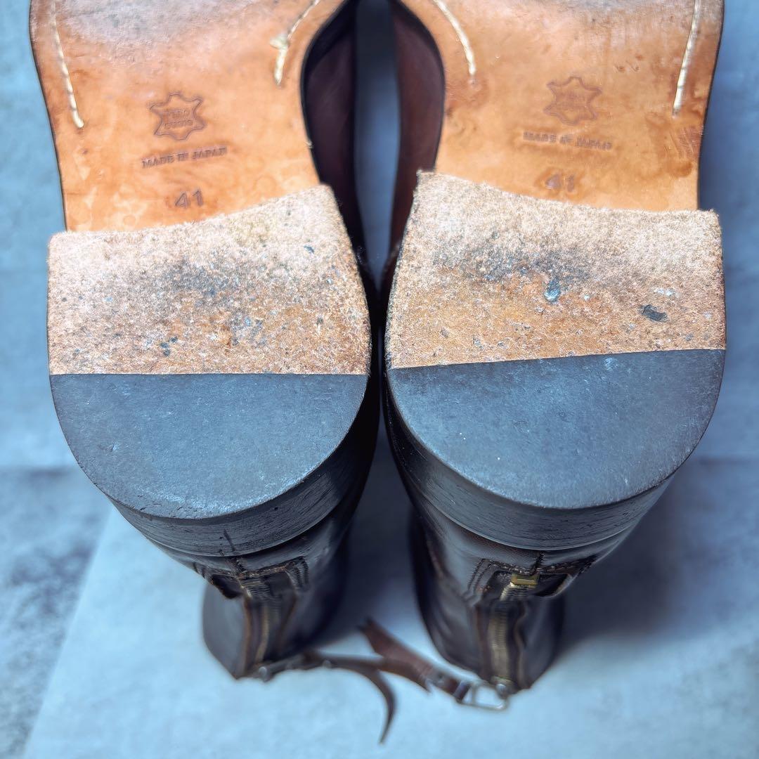 PADRONE ショートブーツ 41 バックジップ 本革 ブラウン