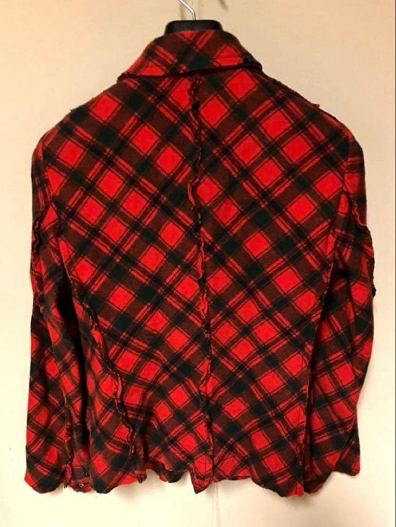 トリココムデギャルソン 丸襟はぎ合わせバイヤスデザインジャケット RED M