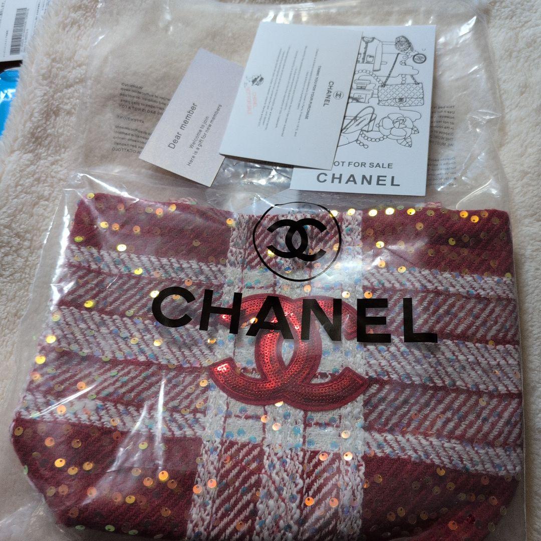 CHANELシャネル ココマークツイードスパンコール トートバッグ レッド