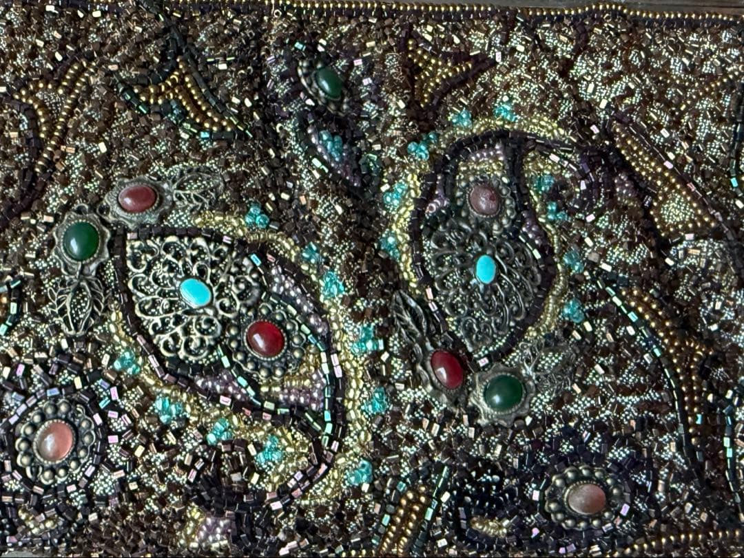 【美品】皇室御用達／ルミーはしもと 総ビーズ ハンドバッグ がま口 アンティーク