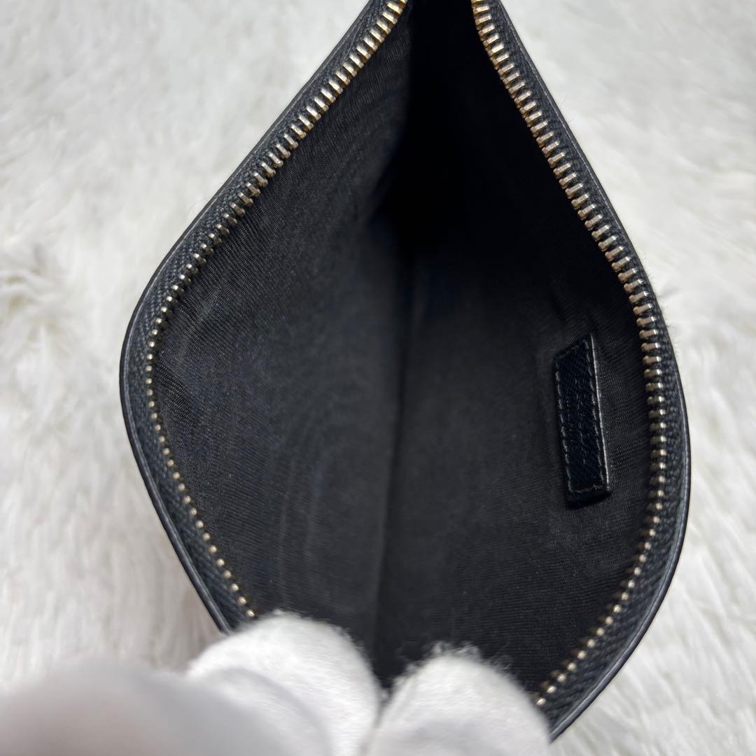 ✨美品✨ プラダ ロングウォレット 金ロゴ ポーチ クラッチバック レザー 黒