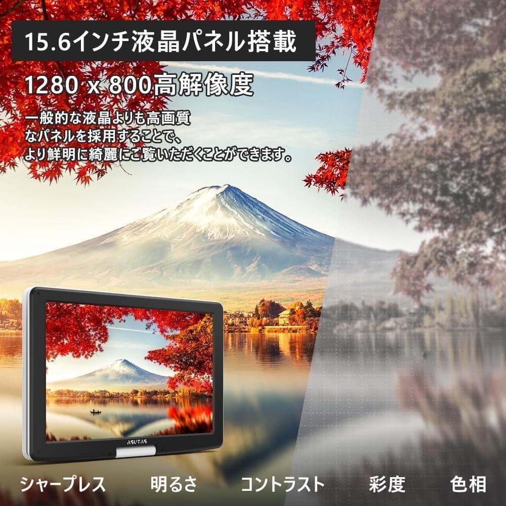 【新品未使用】ASUTASポータブルdvdプレーヤー 17.9型 15.6インチ