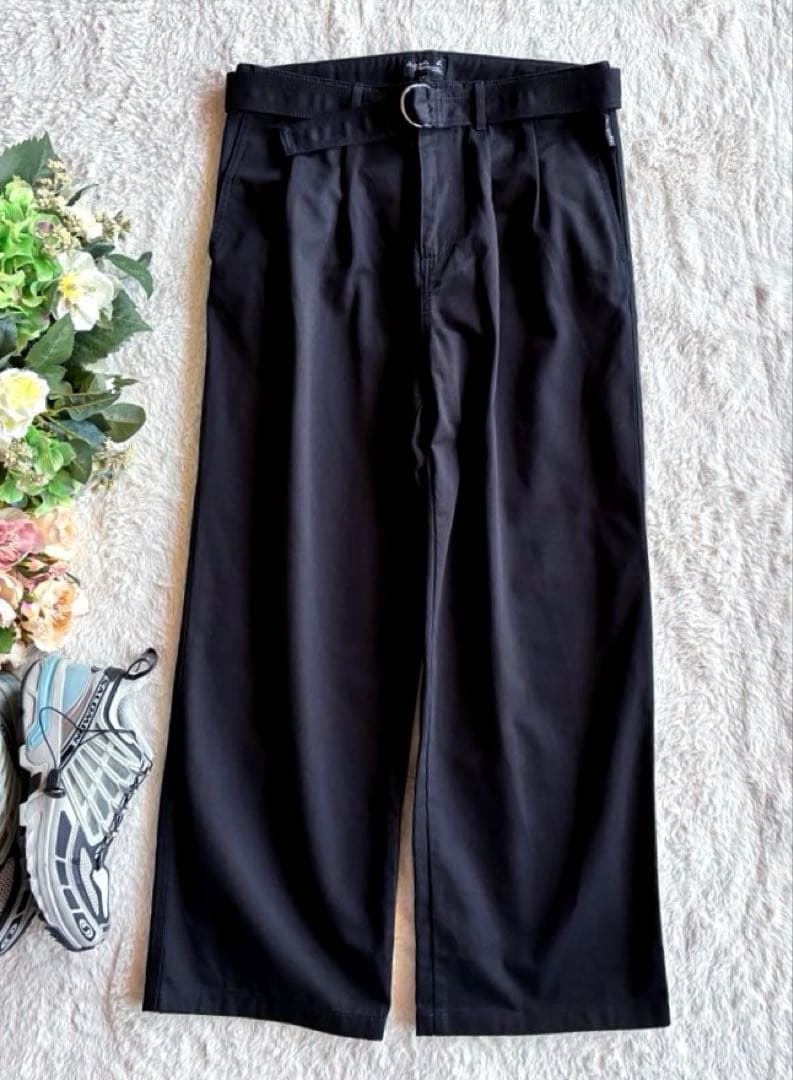 アニエス・ベーオムほぼ未使用コットン黒ワイド パンツ　ツータック　大きいサイズ