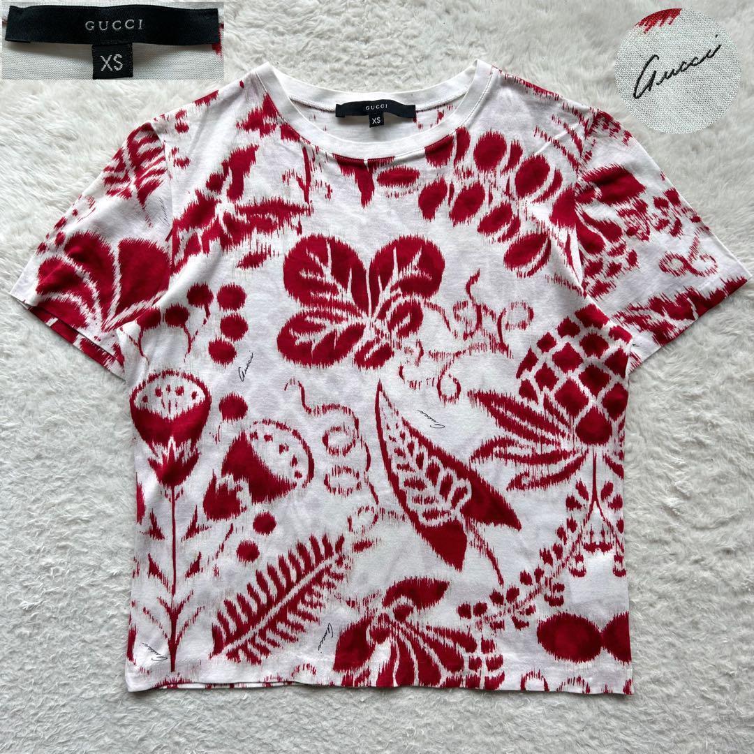 美品✨グッチ Tシャツ 花柄 ボタニカル ロゴプリント 白 XS トムフォード期