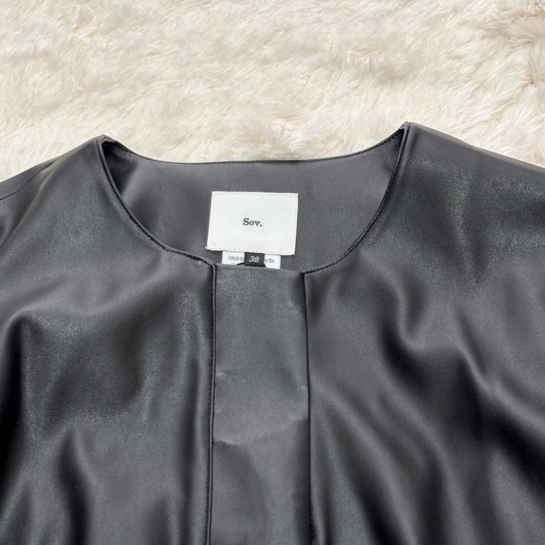 【新品】24AW ソブ フェイクレザーノーカラージャケット 黒 現行 ダブスタ