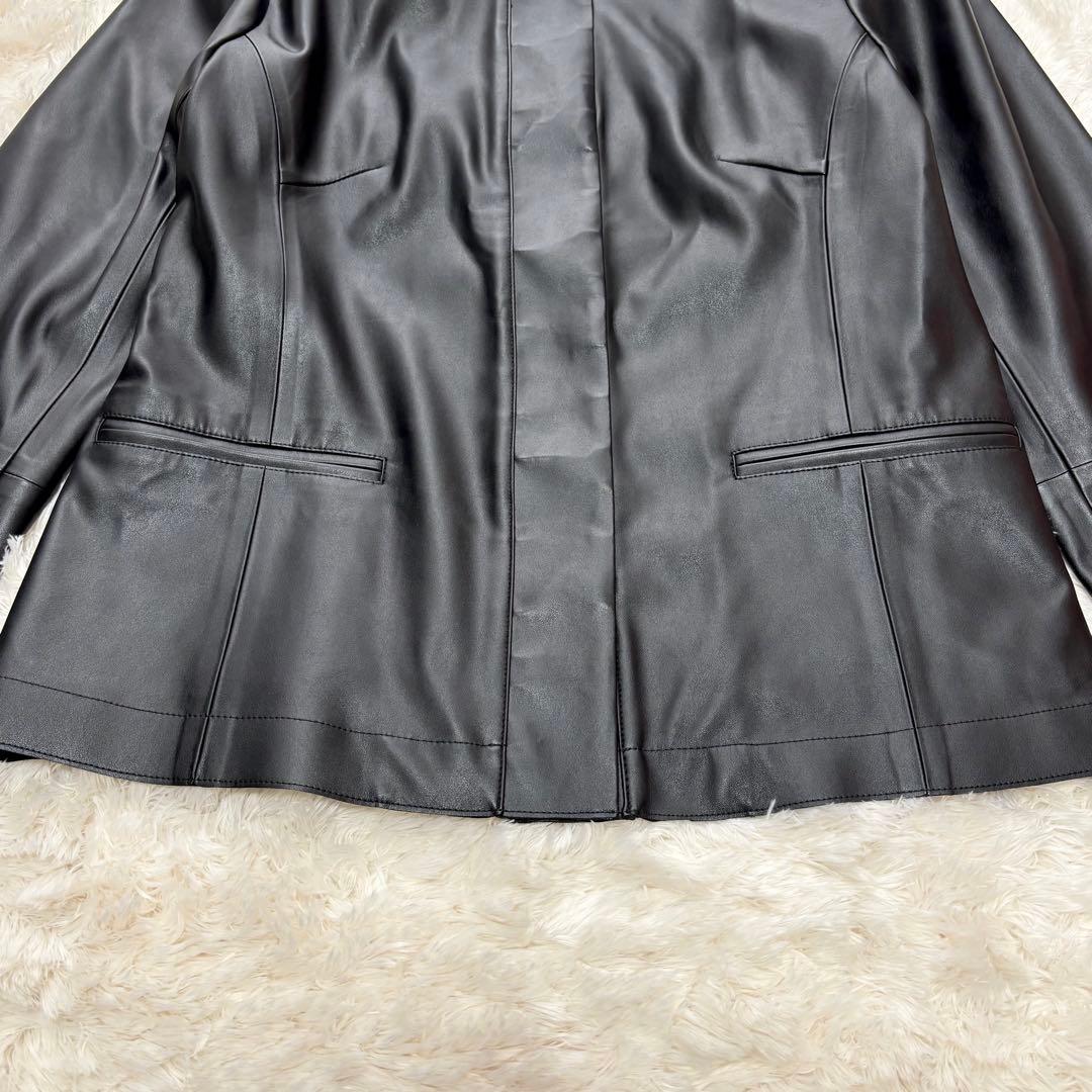 【新品】24AW ソブ フェイクレザーノーカラージャケット 黒 現行 ダブスタ