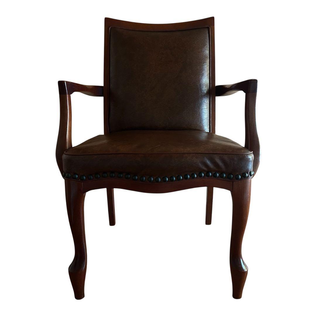 maruni アンティーク調 木製チェア 本革風 クラシック 椅子