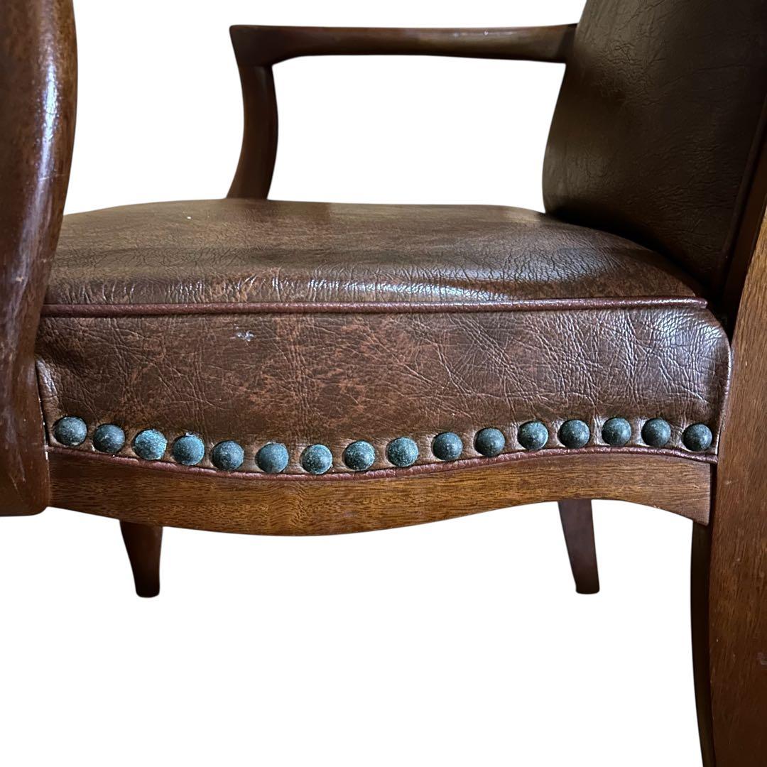 maruni アンティーク調 木製チェア 本革風 クラシック 椅子