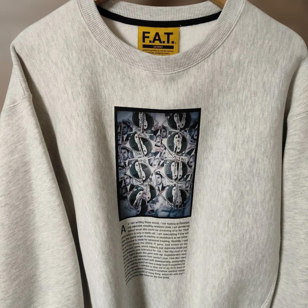極美品FAT前後両面プリントSbコラボスウェット大きめSKINNY(L) グレー