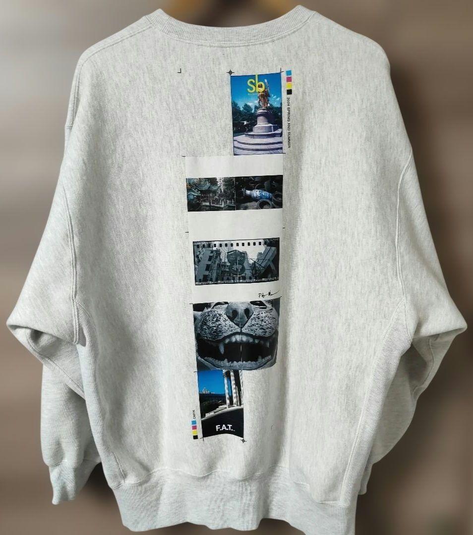 極美品FAT前後両面プリントSbコラボスウェット大きめSKINNY(L) グレー