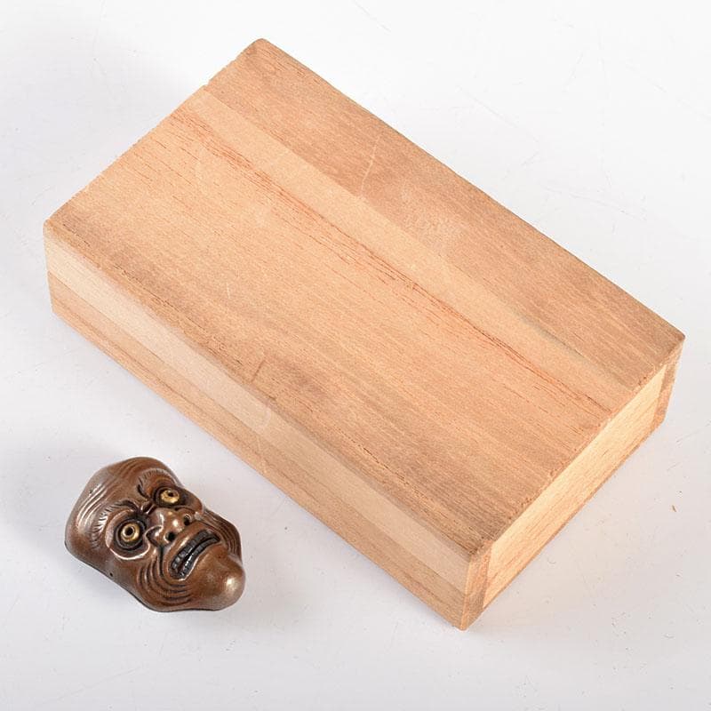 スー 時代金工　和装小物　古銅　能面帯留　時代箱付　M　R4979